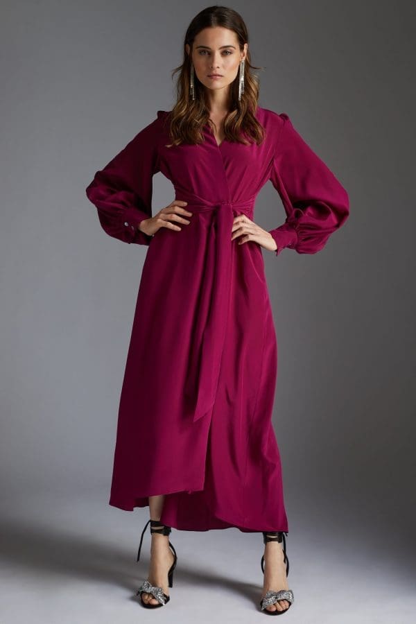 Aria Plain Midi Shirt Dress - Image 3