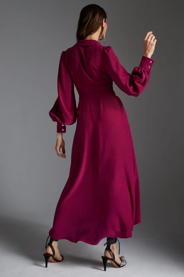 Aria Plain Midi Shirt Dress