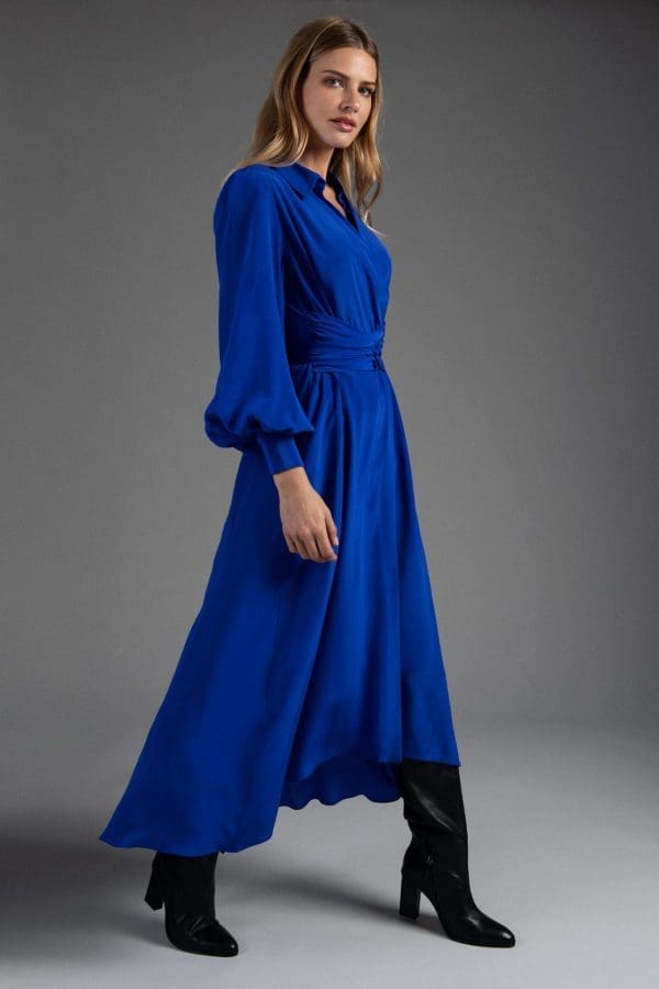 Aria Cobalt Midi Shirt Dress - Image 3