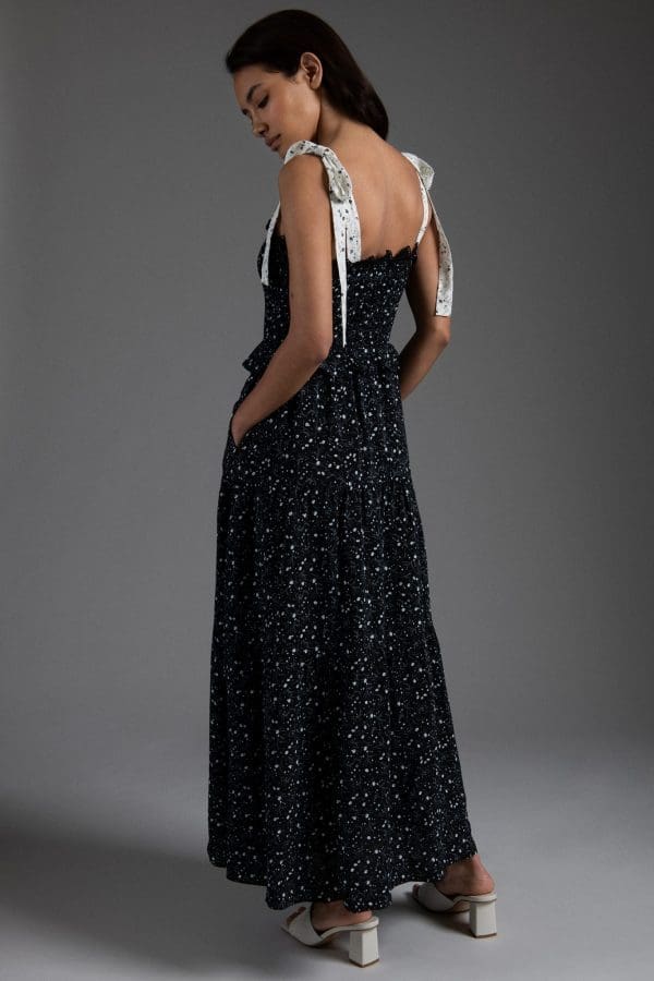 Zia Black Smock Tie Dress - Image 3
