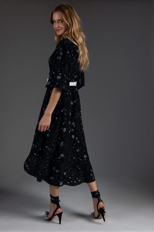 Leilani Black Print Knee Dress - Image 2