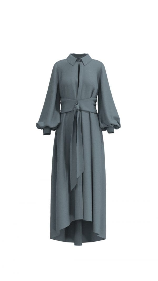 Aria Blue Midi Shirt Dress - Image 3