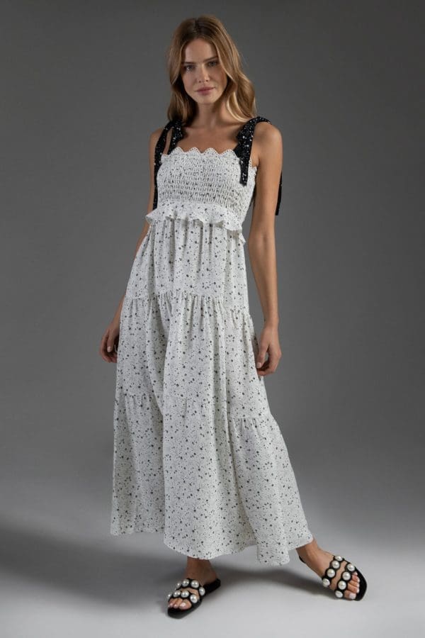 Zia Ivory Smock Tie Dress