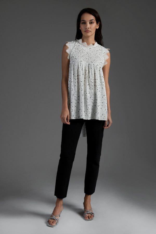 Zinnia Ivory Smock Blouse