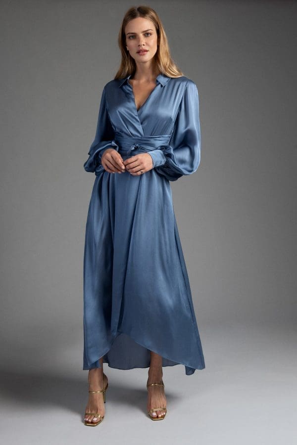 Aria Blue Midi Shirt Dress
