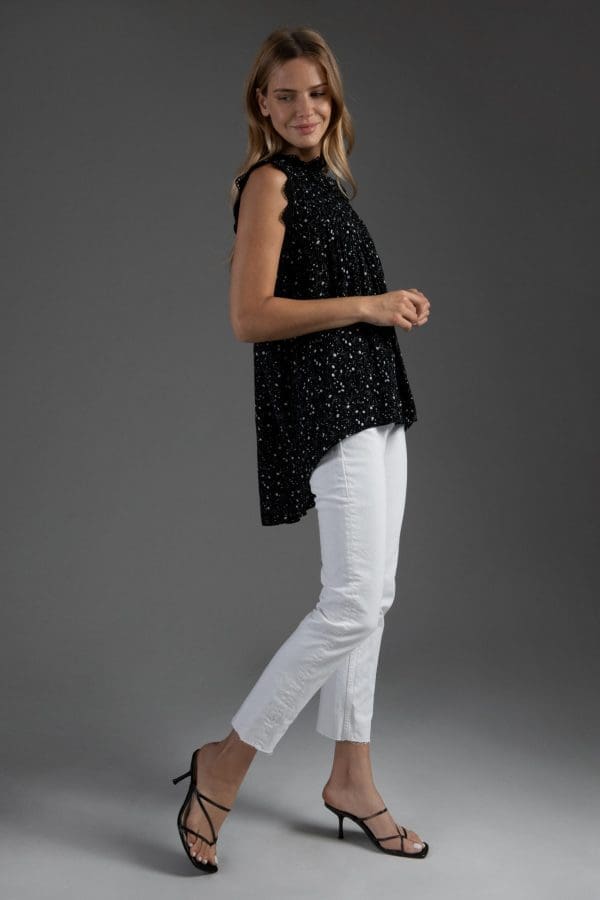Zinnia Black Smock Blouse