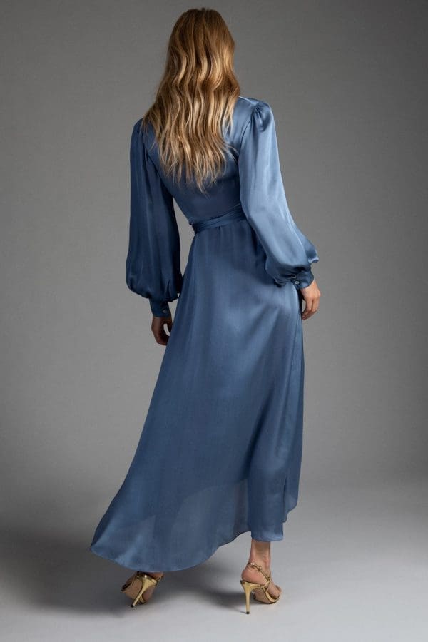 Aria Blue Midi Shirt Dress - Image 2