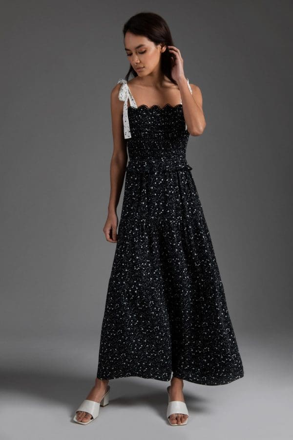 Zia Black Smock Tie Dress