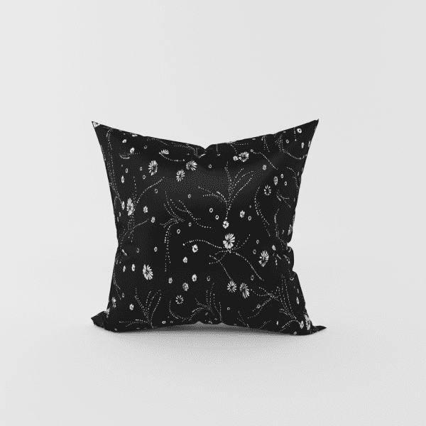 Black Silk Printed Cushion