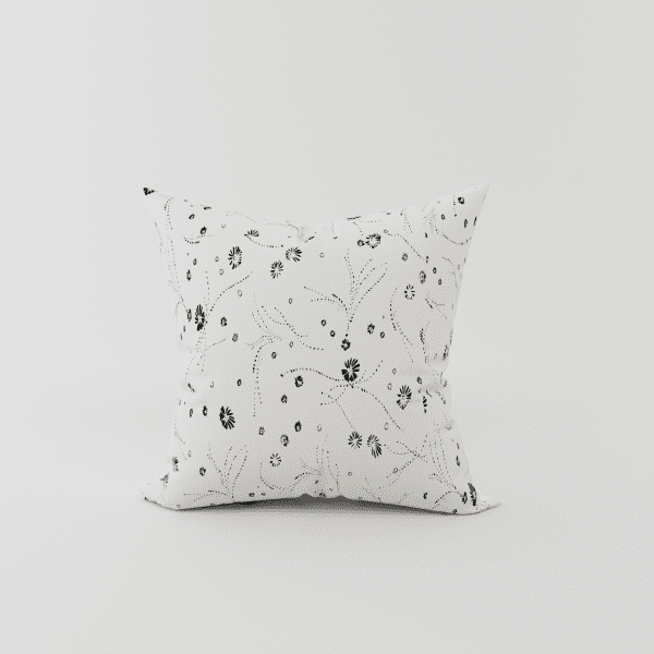 Ivory Silk Printed Cushion