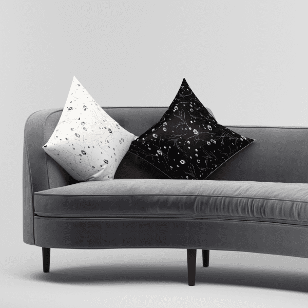 Ivory Silk Printed Cushion - Image 2