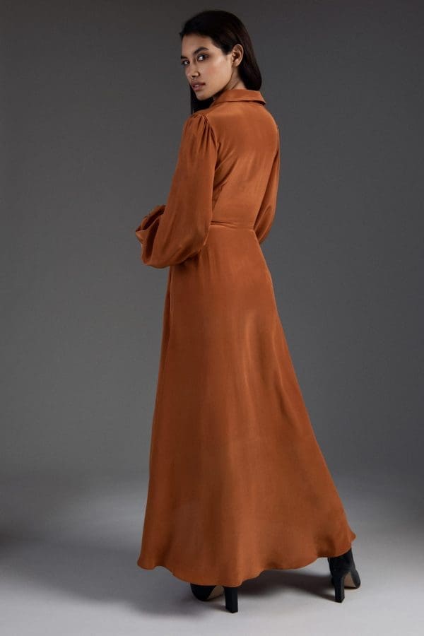 Aria Copper Midi Shirt Dress - Image 2
