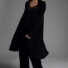 Malia Black Merino Longline Wrap Cardigan