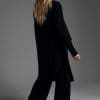 Malia Black Merino Longline Wrap Cardigan - Image 2