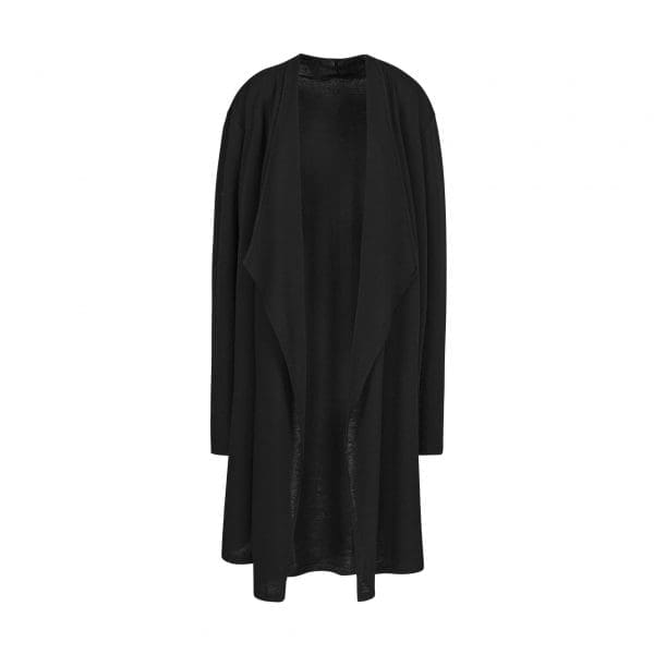 Malia Black Merino Longline Wrap Cardigan - Image 3