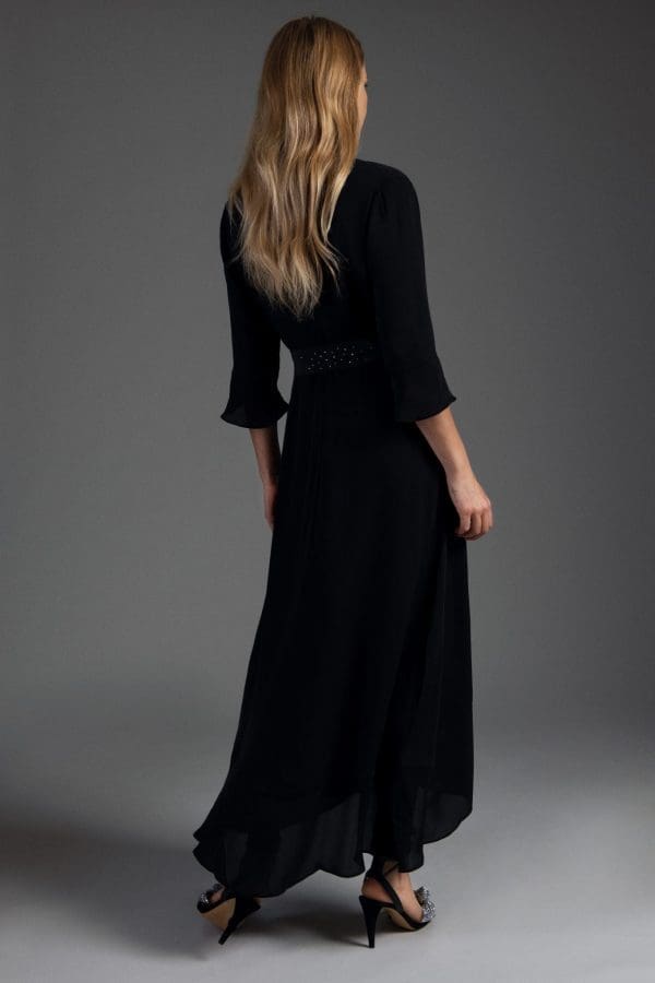 Luciana Black Midi Sleeved Dress - Image 2