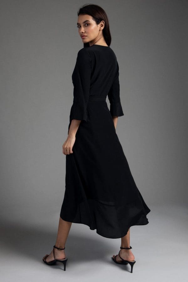 Luciana Black Knee Sleeved Dress - Image 2