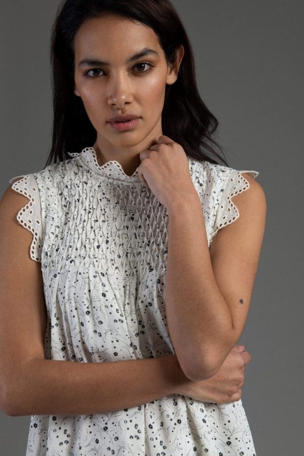 Zinnia Ivory Smock Blouse - Image 2