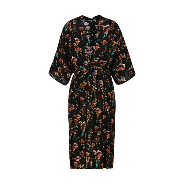 Rada Black Wrap Kimono Sleeve Dress - Image 3