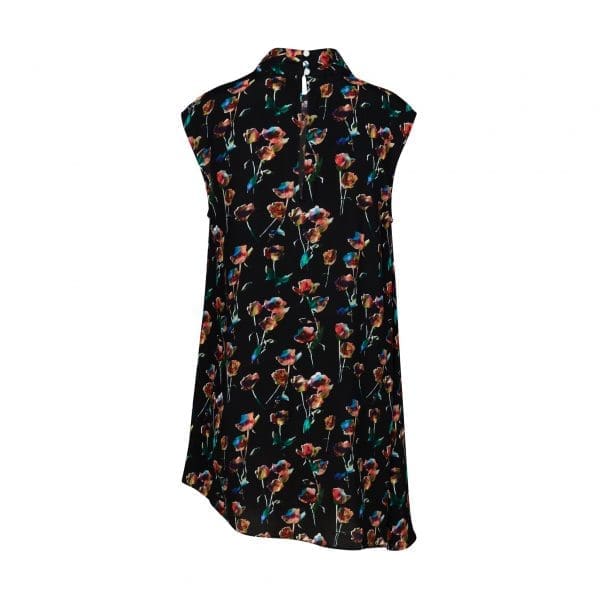 Zaria Black Rose Print High Neck Blouse - Image 4