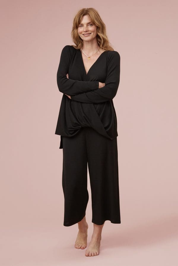 Malia Black Merino Twist Top