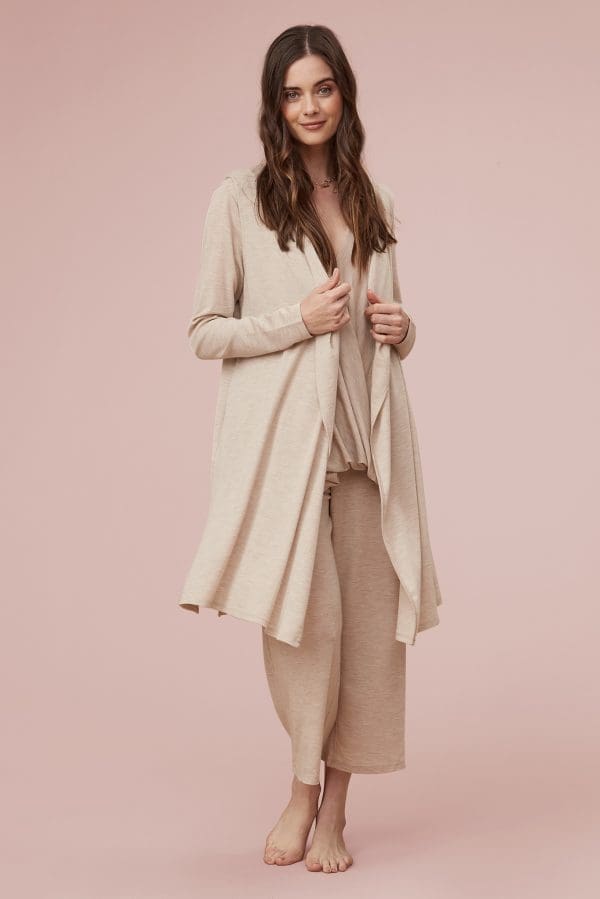 Malia Nude Merino Sleeveless Cardigan - Image 5