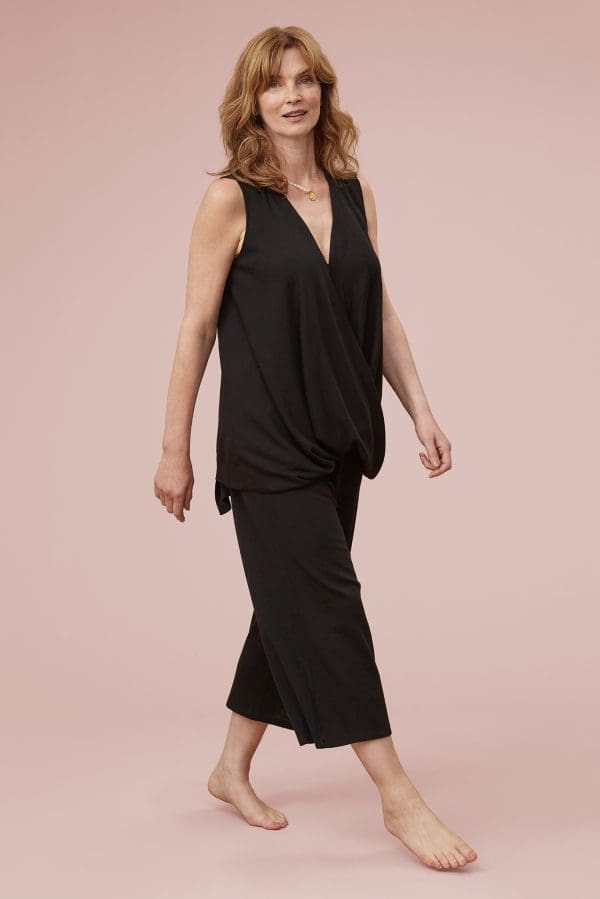 Malia Black Merino Sleeveless Twist Top