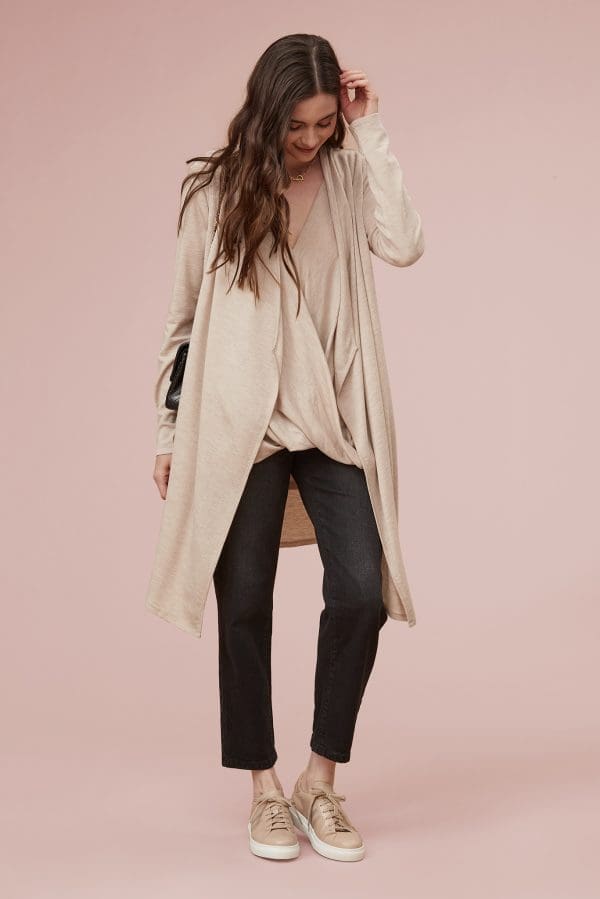 Malia Nude Merino Sleeveless Cardigan - Image 3