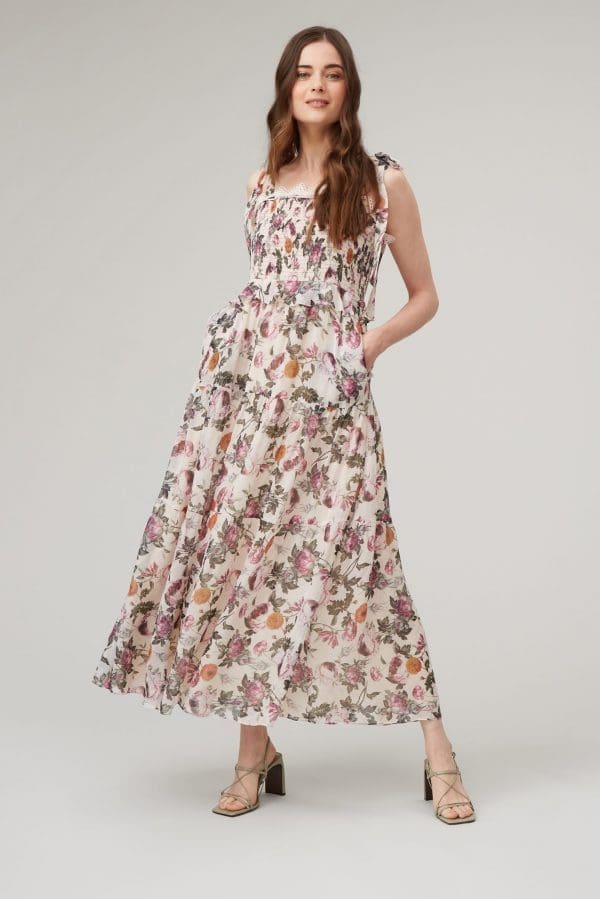 Zia Blush Print Smock Tie Dress