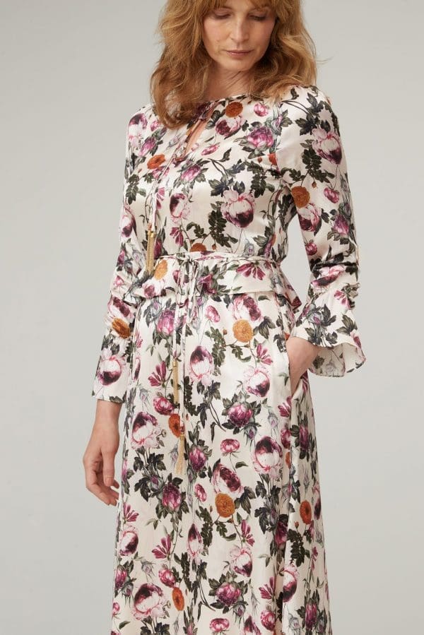 Ophelia Print Silk Satin Midi Dress - Image 3