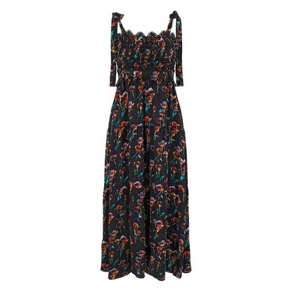 Zia Black Rainbow Rose Smock Tie Dress - Image 5