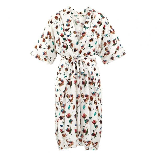 Rada Ivory Wrap Kimono Sleeve Dress