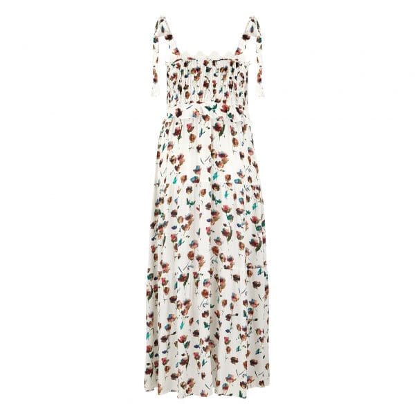 Zia Ivory Rainbow Rose Smock Tie Dress - Image 2