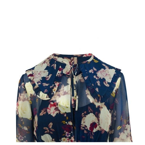 Midnight Floral Print Ruffle Collar - Image 2