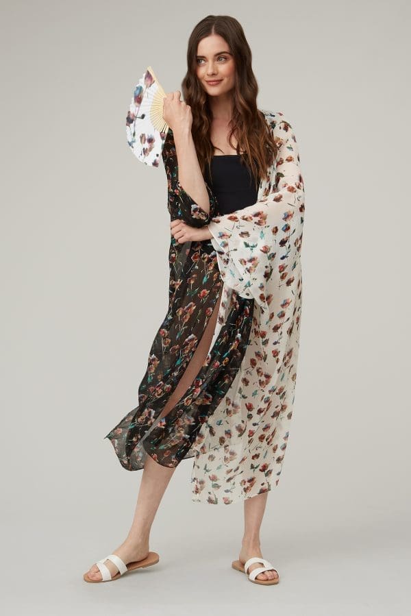 Kira Rainbow Rose Kimono