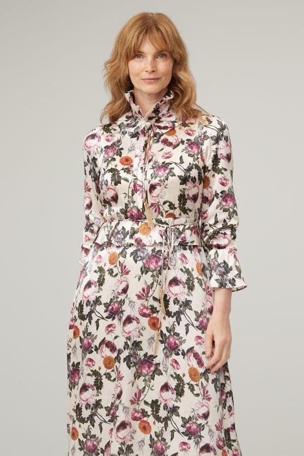 Blush Print Stand Collar