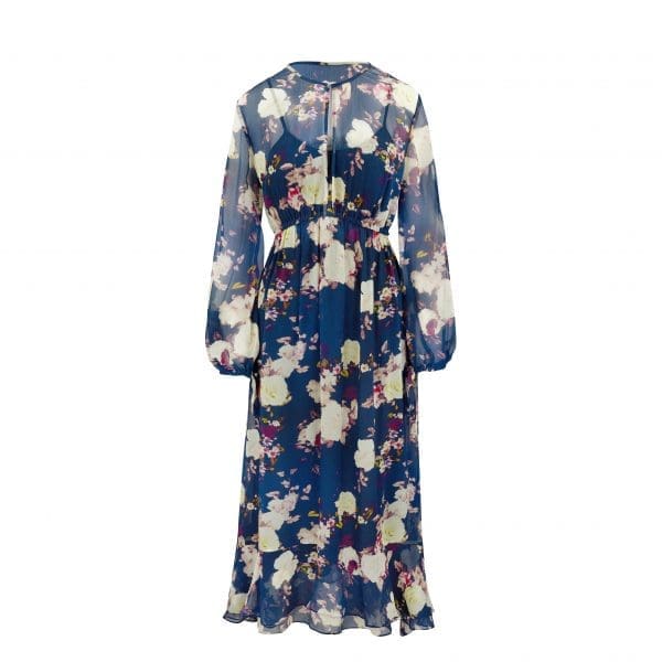 Isla Midnight Floral Print Midi Dress - Image 6