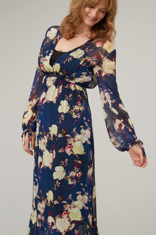 Isla Midnight Floral Print Midi Dress - Image 4