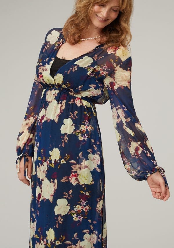 Isla Midnight Floral Print Knee Dress - Image 2