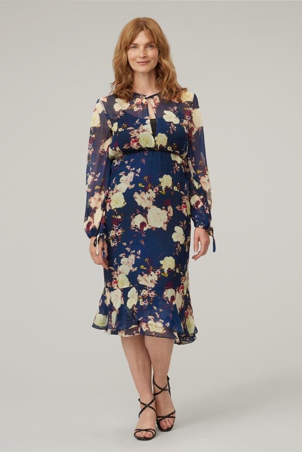 Isla Midnight Floral Print Knee Dress