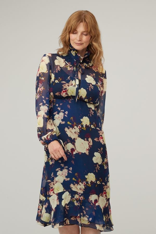 Midnight Floral Print Stand Collar