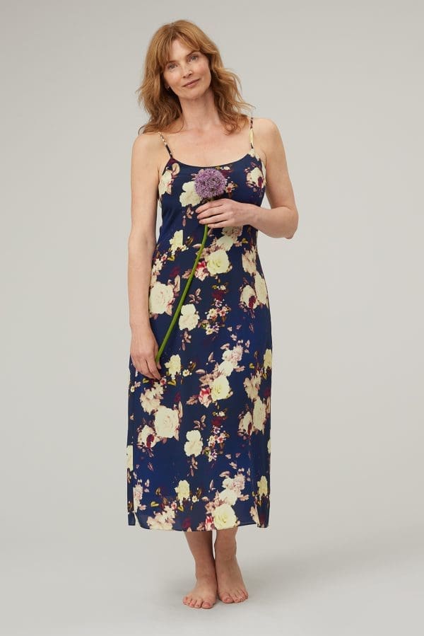 Midnight Floral Print Slip Dress