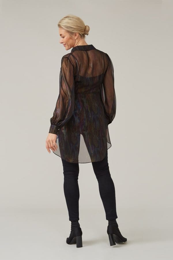 Aria Black Foil Print Blouse - Image 4