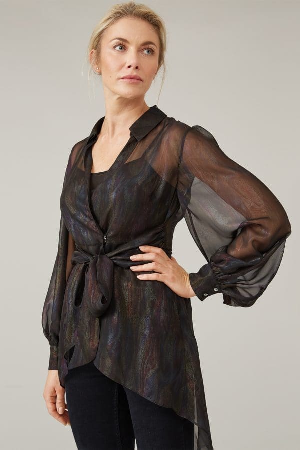 Aria Black Foil Print Blouse
