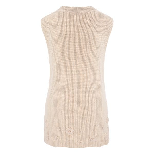 Oatmeal Embroidered Knit Sleeveless Jumper - Image 3