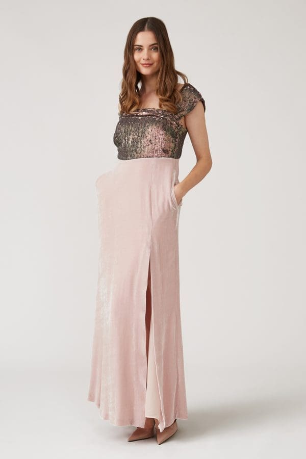 Talia Blush Bridal Maxi Dress