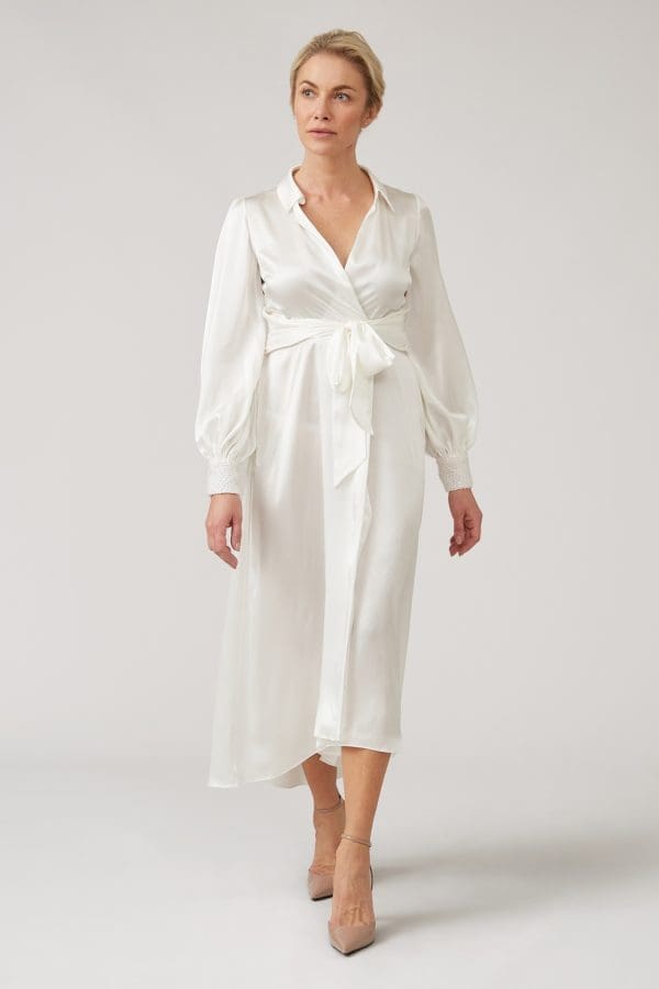 Aria Ivory Bridal Midi Shirt Dress