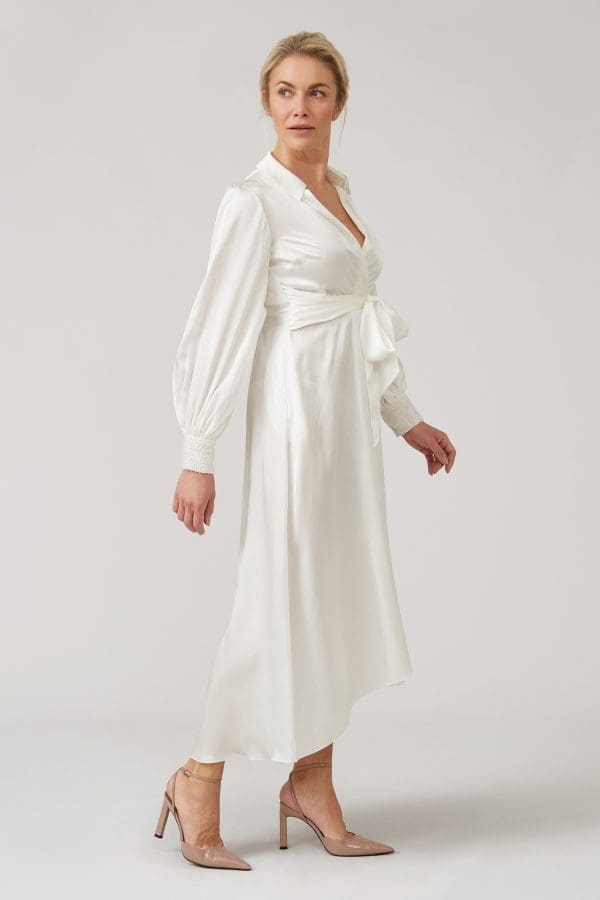 Aria Ivory Bridal Midi Shirt Dress - Image 2