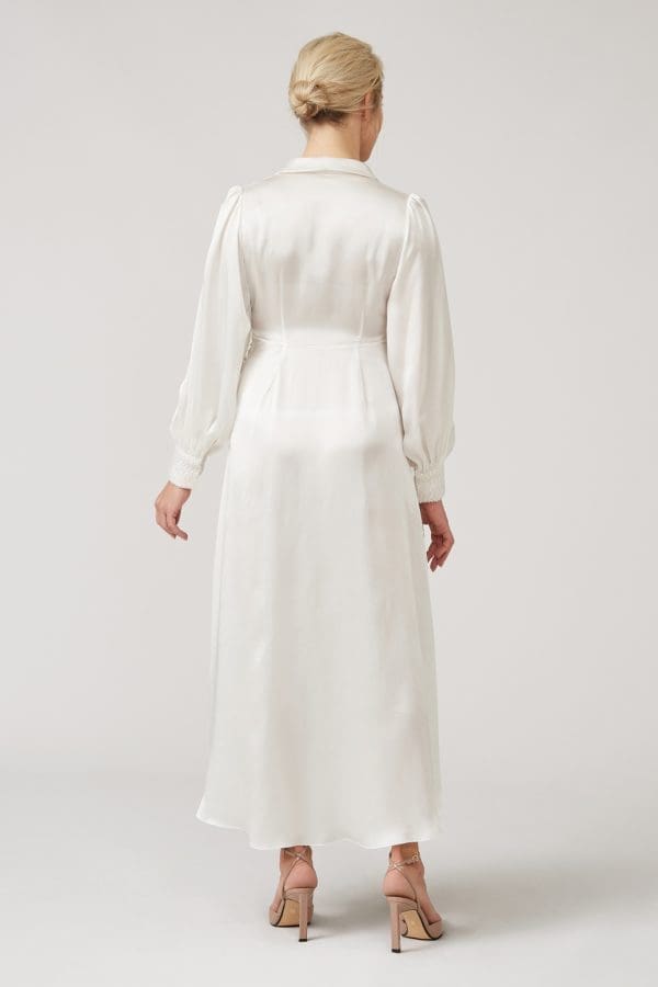Aria Ivory Bridal Midi Shirt Dress - Image 4
