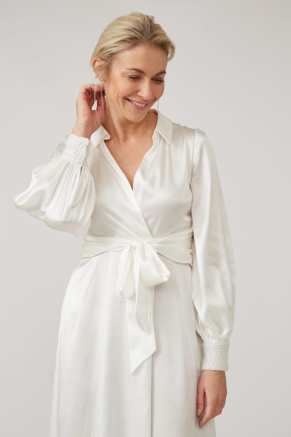 Aria Ivory Bridal Midi Shirt Dress - Image 5